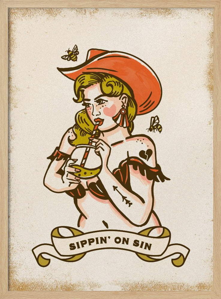 Sippin On Sin Cute & Sassy Cowgirl Art | Poster