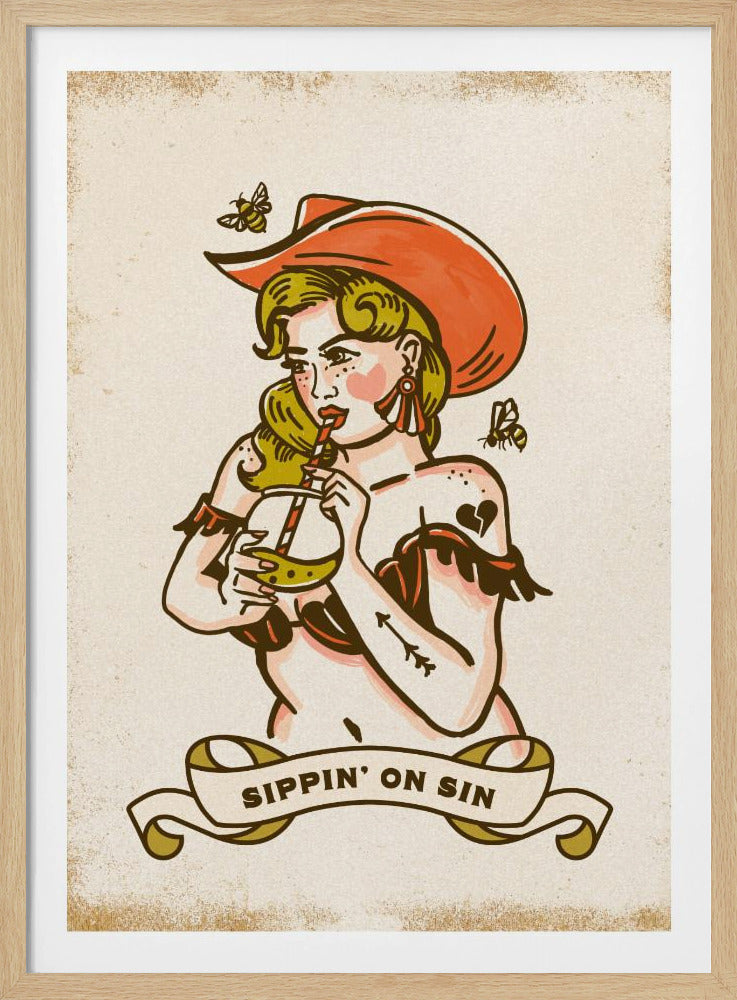 Sippin On Sin Cute & Sassy Cowgirl Art | Poster