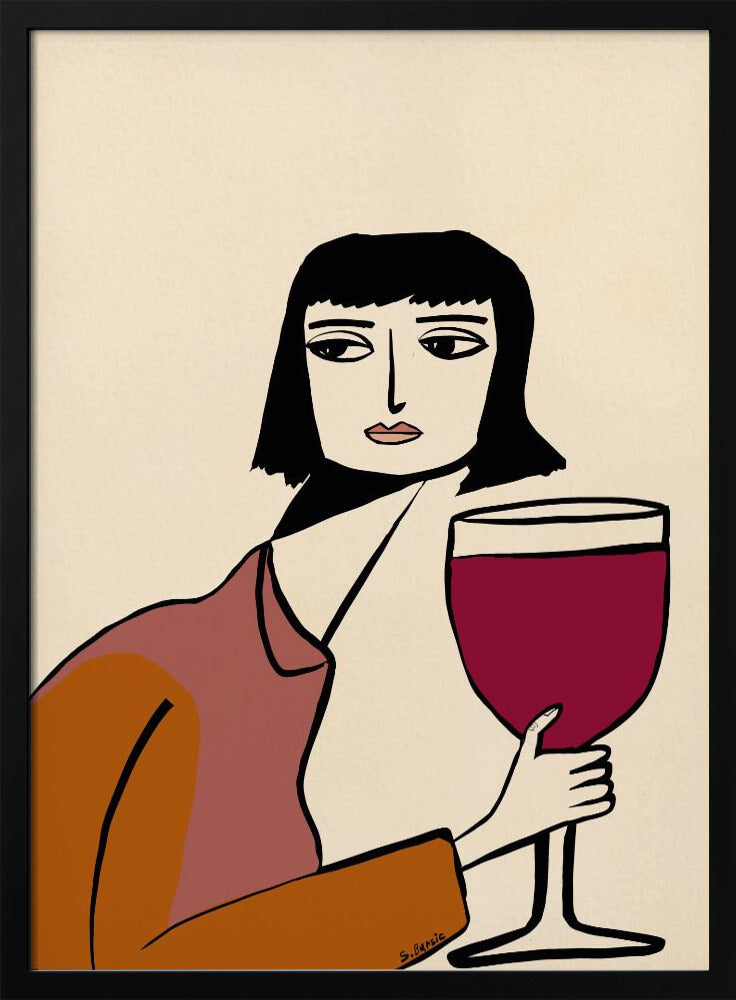 Dame trinkt Wein | Poster