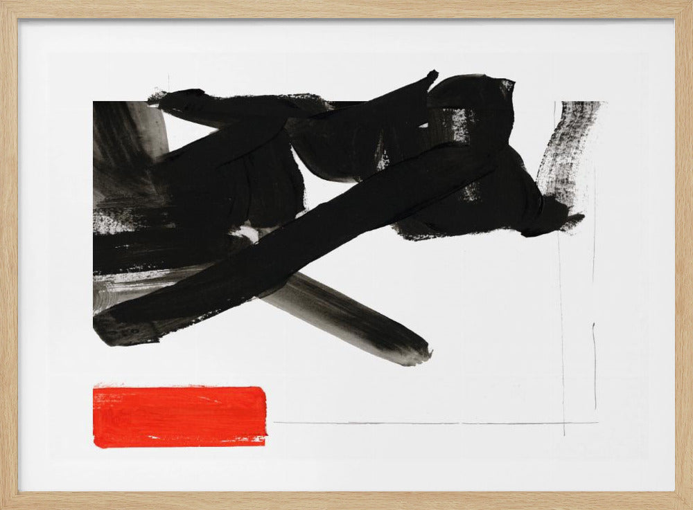 Zen-Pinselstrich mit rotem Block 1 | Poster