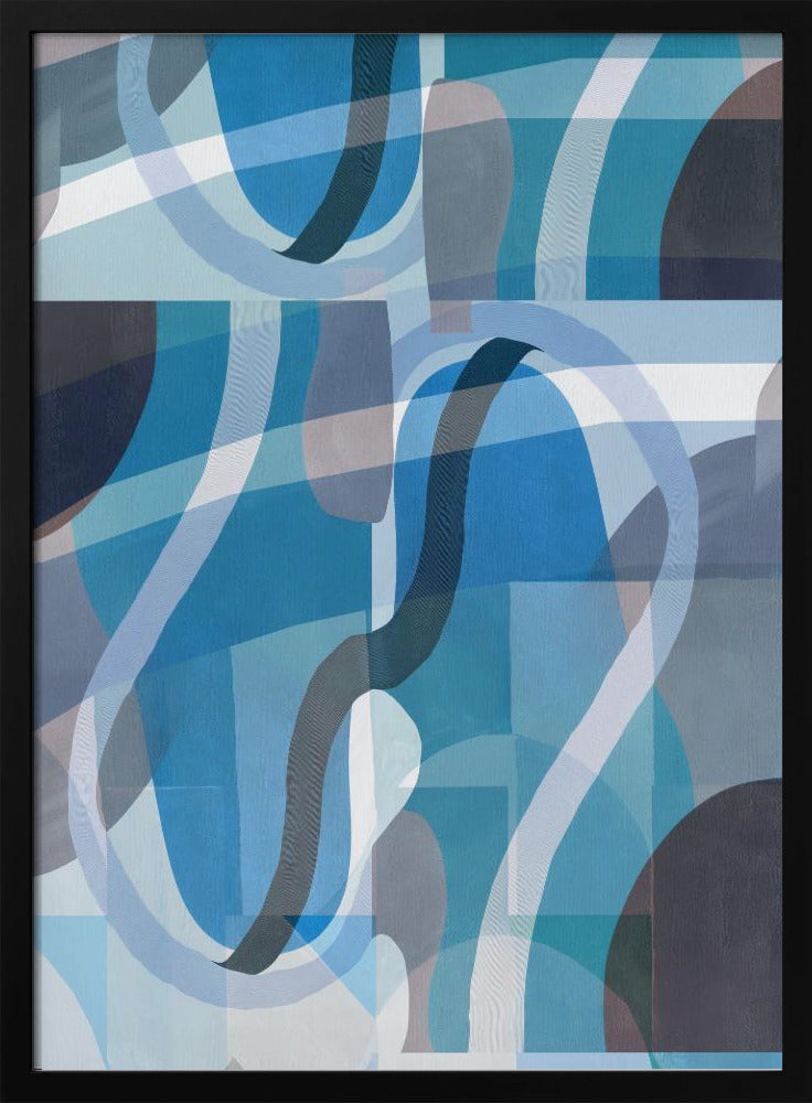 Abstrakte blaue und neutrale Kurvenformen 2 | Poster