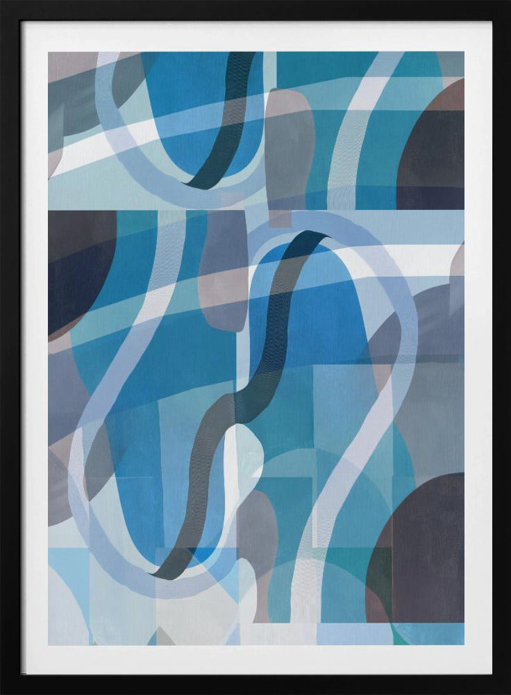 Abstrakte blaue und neutrale Kurvenformen 2 | Poster