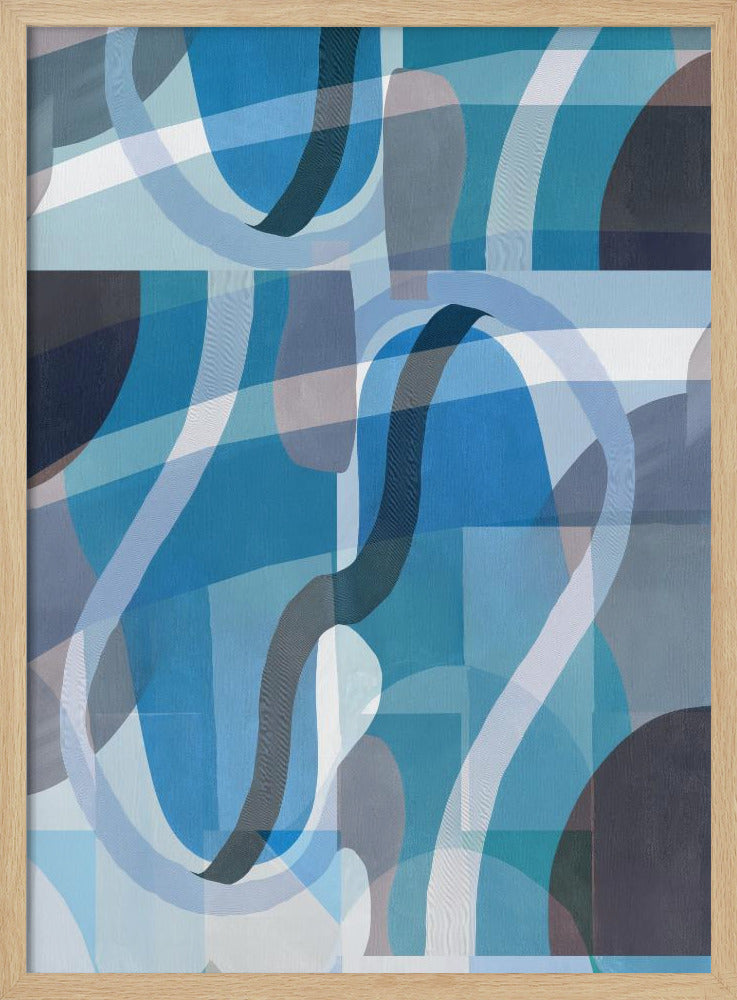Abstrakte blaue und neutrale Kurvenformen 2 | Poster