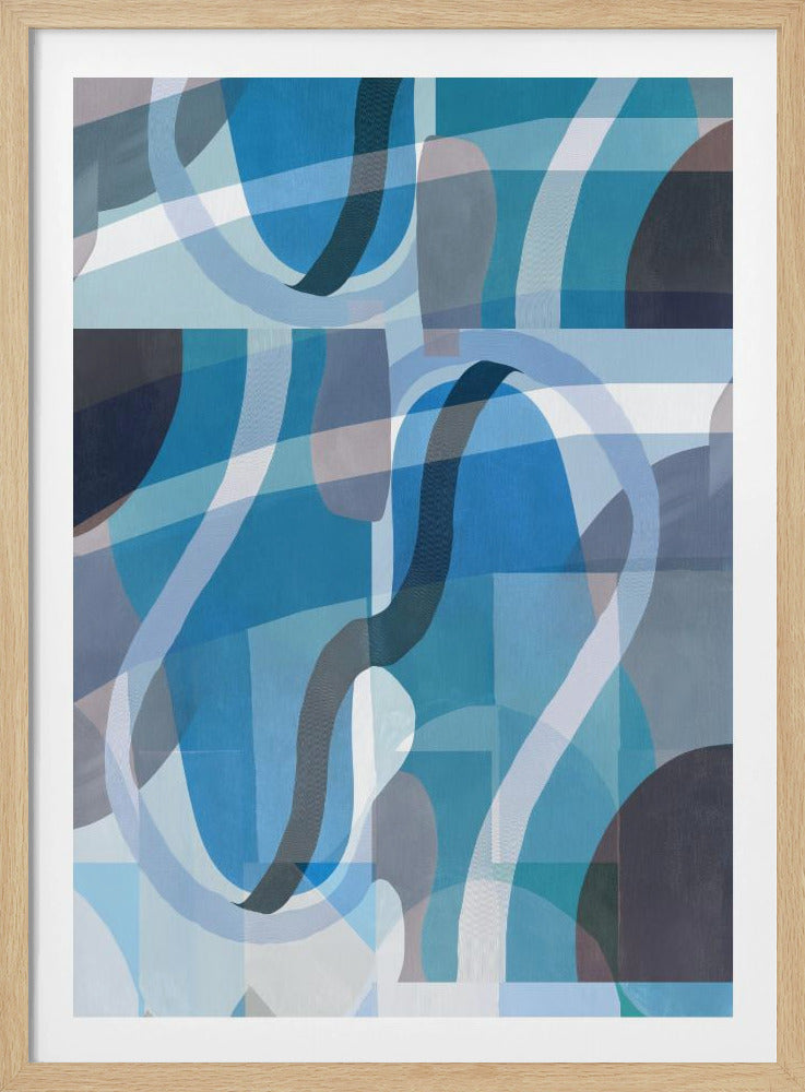 Abstrakte blaue und neutrale Kurvenformen 2 | Poster