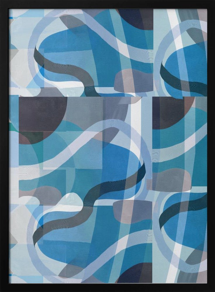 Abstrakte blaue und neutrale Kurvenformen 3 | Poster