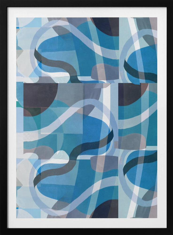 Abstrakte blaue und neutrale Kurvenformen 3 | Poster