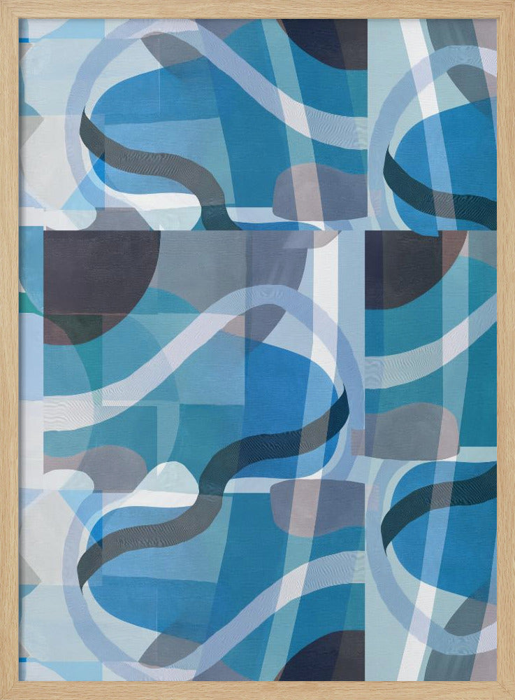 Abstrakte blaue und neutrale Kurvenformen 3 | Poster