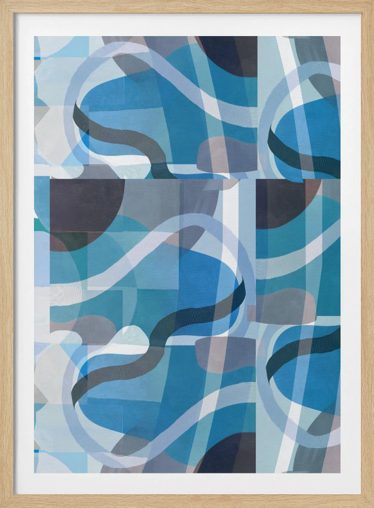 Abstrakte blaue und neutrale Kurvenformen 3 | Poster