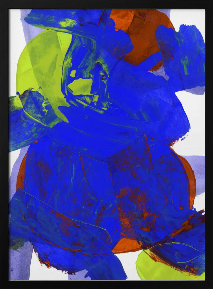 Kobaltblau Lila Gelb Chartreuse Orange Neutral Weiß Abstrakt 1 | Poster