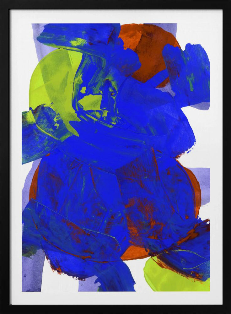 Kobaltblau Lila Gelb Chartreuse Orange Neutral Weiß Abstrakt 1 | Poster