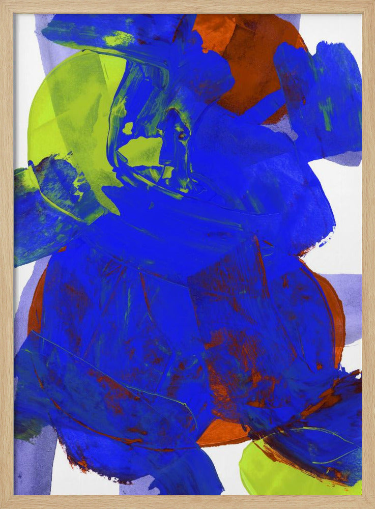 Kobaltblau Lila Gelb Chartreuse Orange Neutral Weiß Abstrakt 1 | Poster