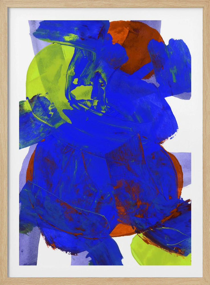 Kobaltblau Lila Gelb Chartreuse Orange Neutral Weiß Abstrakt 1 | Poster