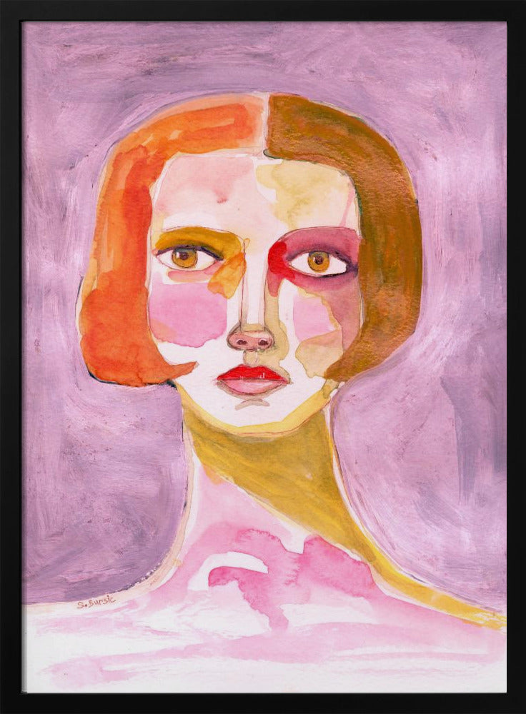 Dame mit Bob-Haarschnitt Mauve Lila | Poster