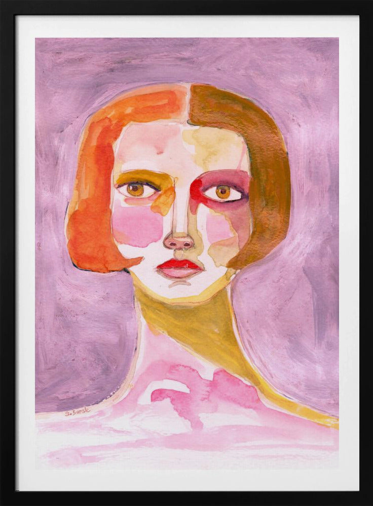 Dame mit Bob-Haarschnitt Mauve Lila | Poster