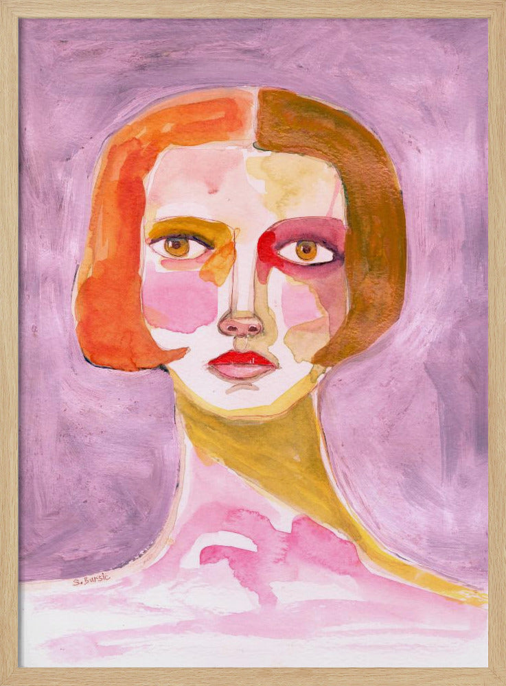 Dame mit Bob-Haarschnitt Mauve Lila | Poster