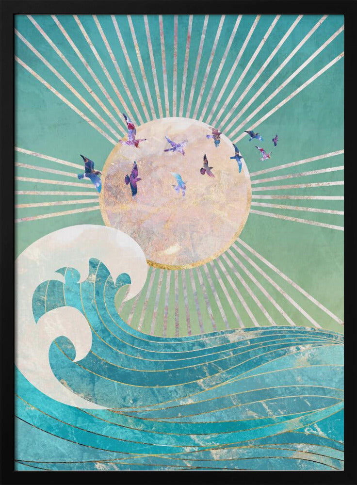 Sonnenuntergang Golden Ocean Türkis | Poster