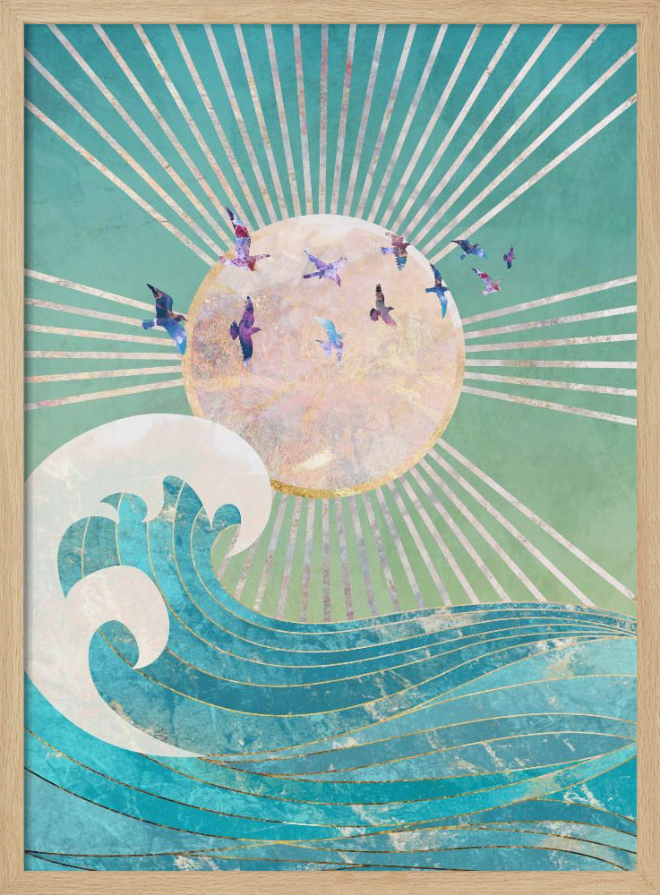 Sonnenuntergang Golden Ocean Türkis | Poster