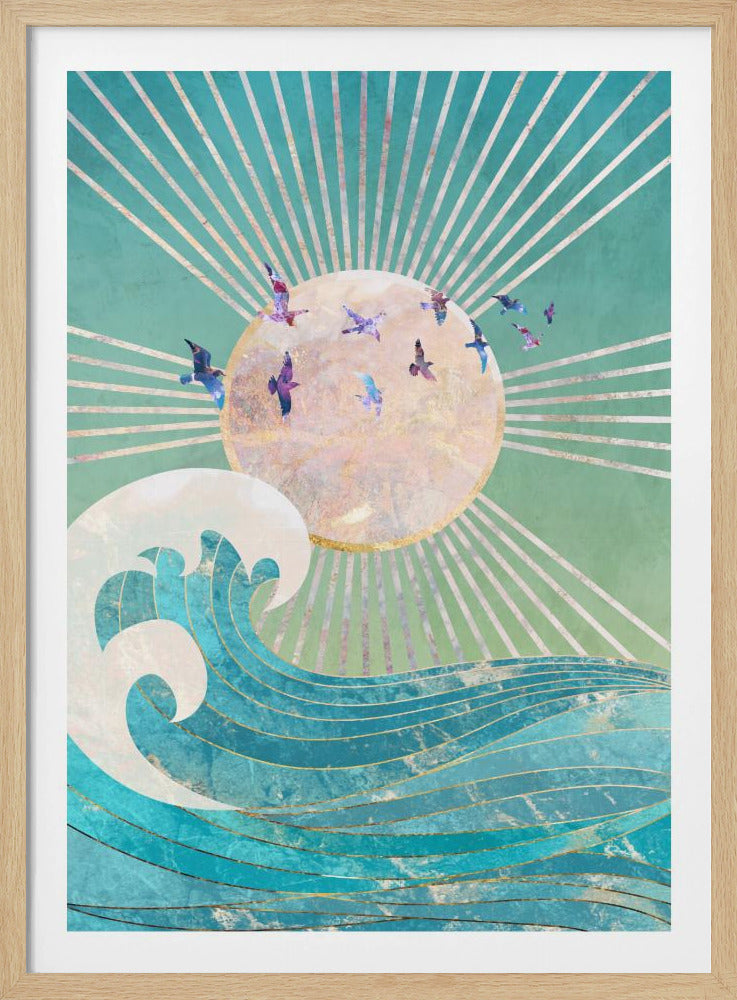 Sonnenuntergang Golden Ocean Türkis | Poster