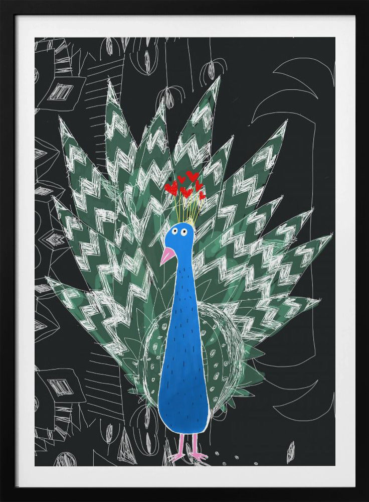 Süßer Pfau mit Dschungel-Doodle von der Künstlerin Carla Daly | Poster