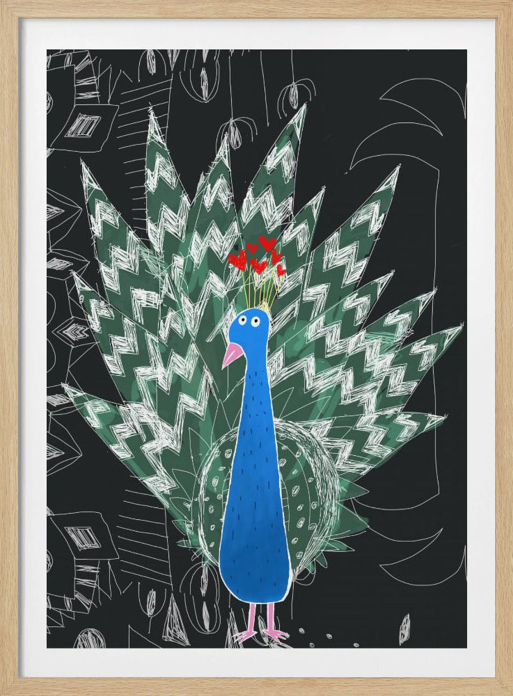 Süßer Pfau mit Dschungel-Doodle von der Künstlerin Carla Daly | Poster