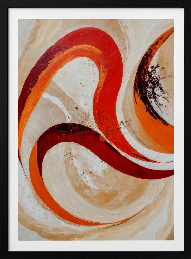Rote und orange Wirbel auf neutralem Hintergrund | Poster