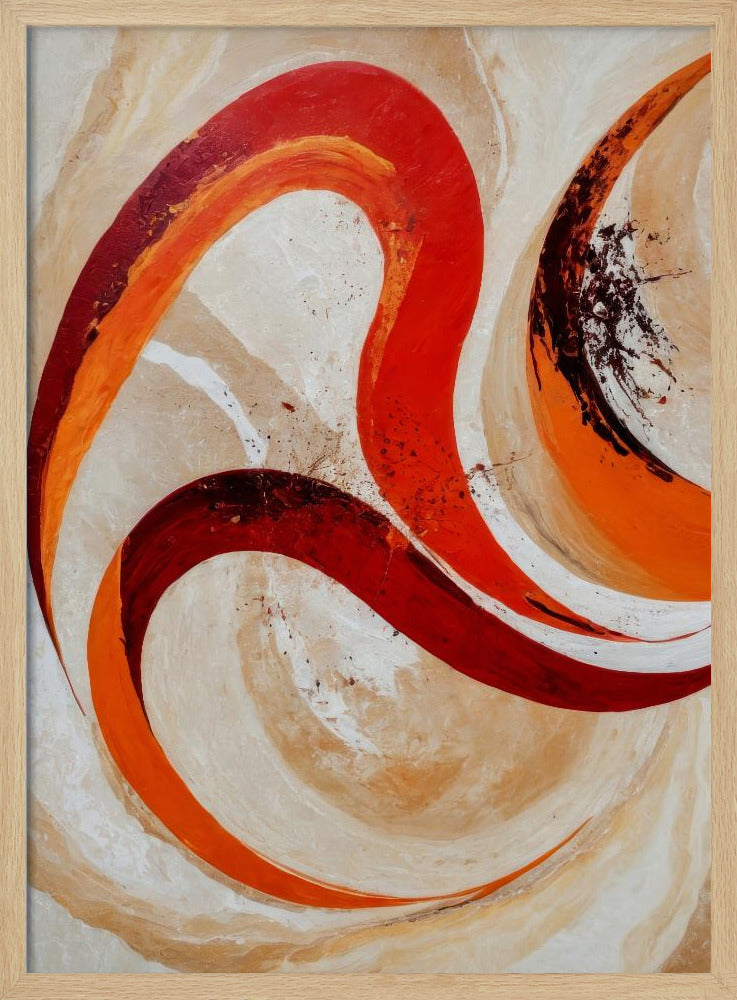 Rote und orange Wirbel auf neutralem Hintergrund | Poster