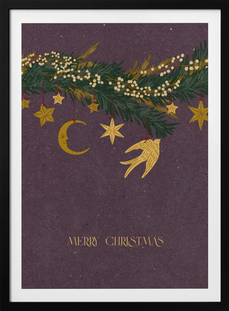 Weihnachts-Vintage-Spielzeug auf Weihnachtsbaumzweigen | Poster