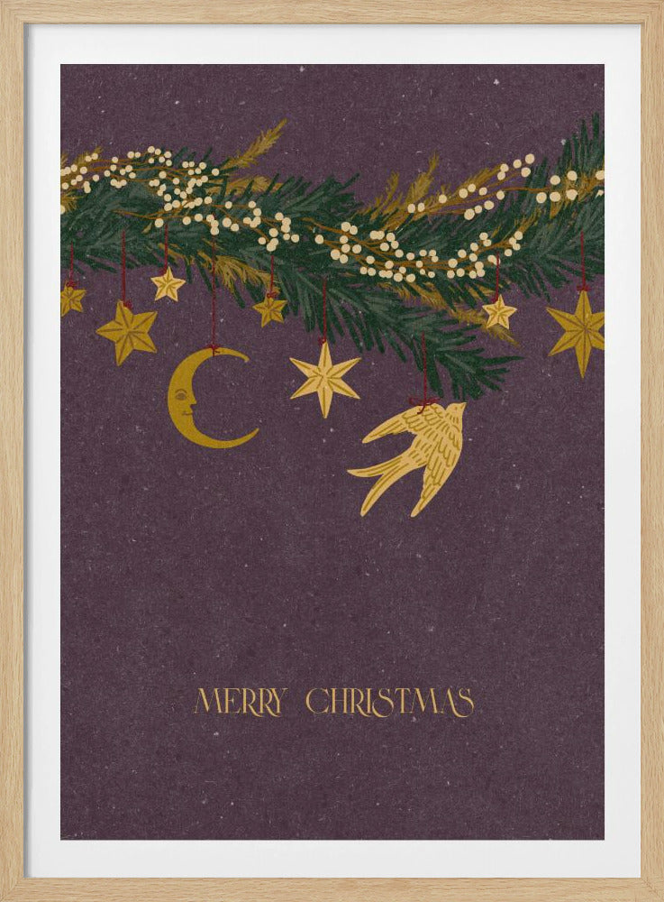 Weihnachts-Vintage-Spielzeug auf Weihnachtsbaumzweigen | Poster
