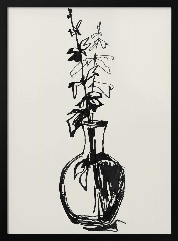 Leaves in a vase ink sketch | Poster