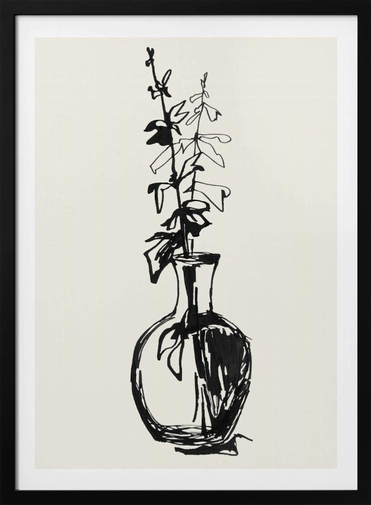 Leaves in a vase ink sketch | Poster