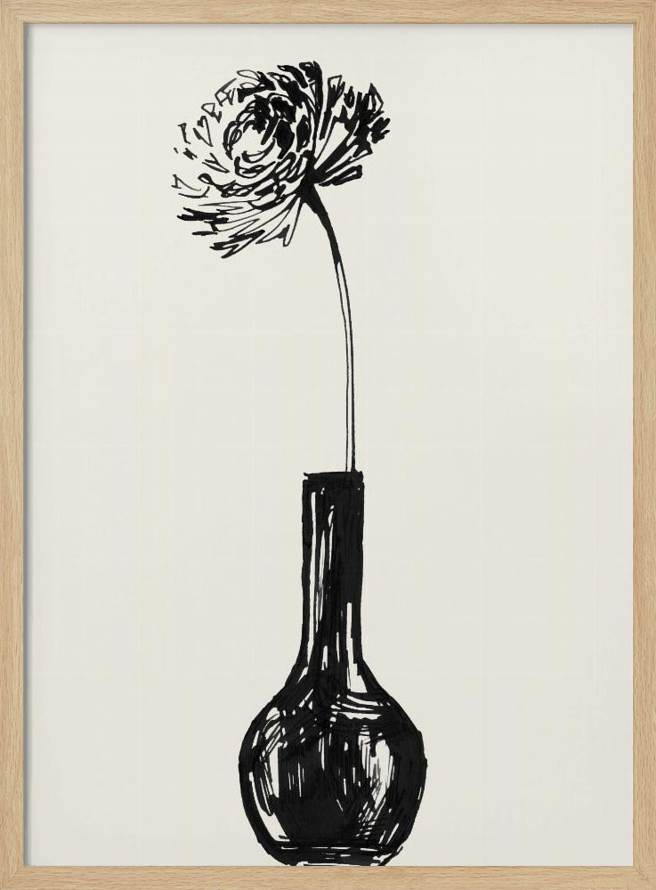 Blume in einer Vase, Tintenskizze | Poster