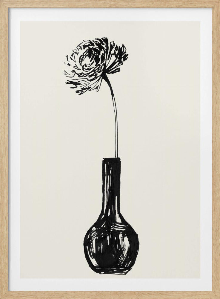 Blume in einer Vase, Tintenskizze | Poster