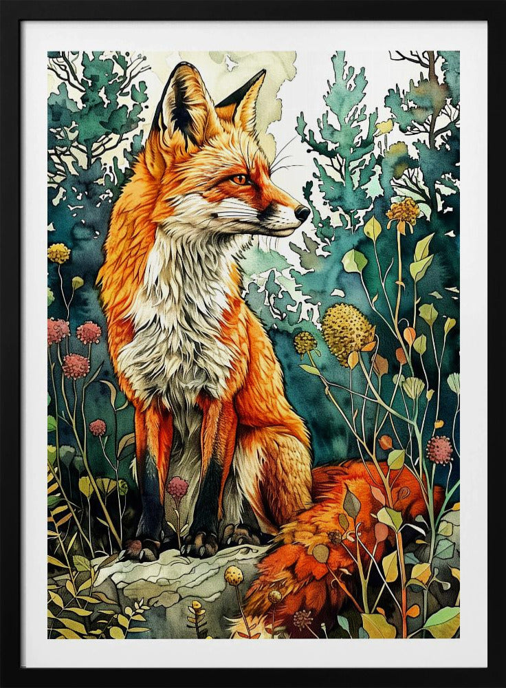 Tier Aquarell Kunst Fuchs 13 | Poster