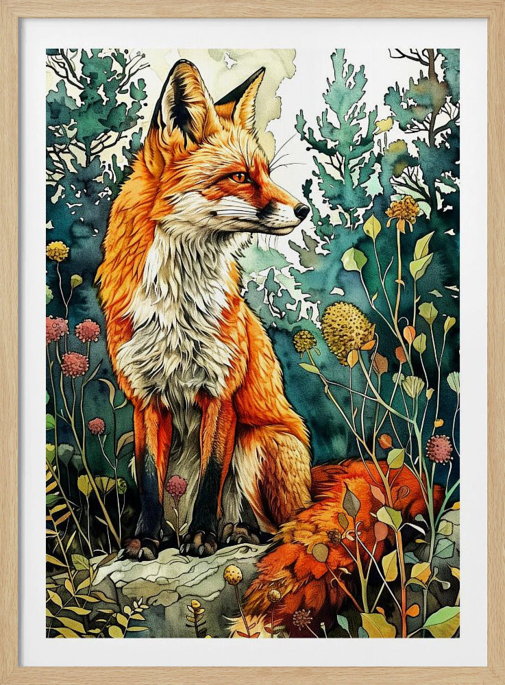 Tier Aquarell Kunst Fuchs 13 | Poster
