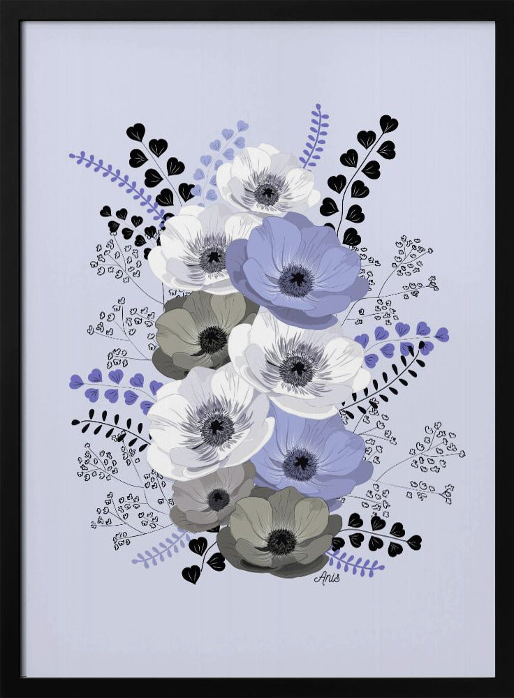 Anemonen Blumenstrauß Blau | Poster