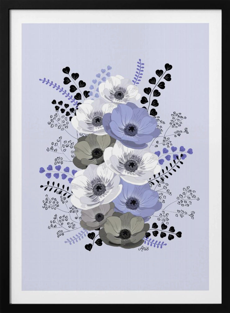 Anemonen Blumenstrauß Blau | Poster