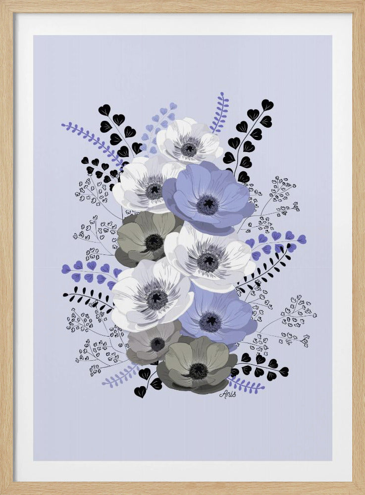 Anemonen Blumenstrauß Blau | Poster