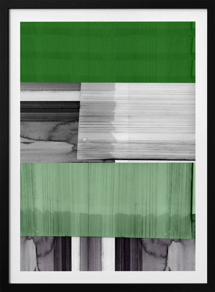 Abstrakt Schwarz Weiß Grün Grau 1 | Poster
