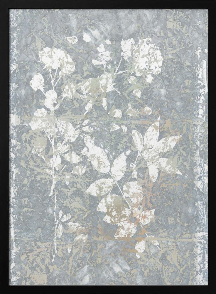 Botanisches weißes strukturiertes Blumenmuster 2 | Poster