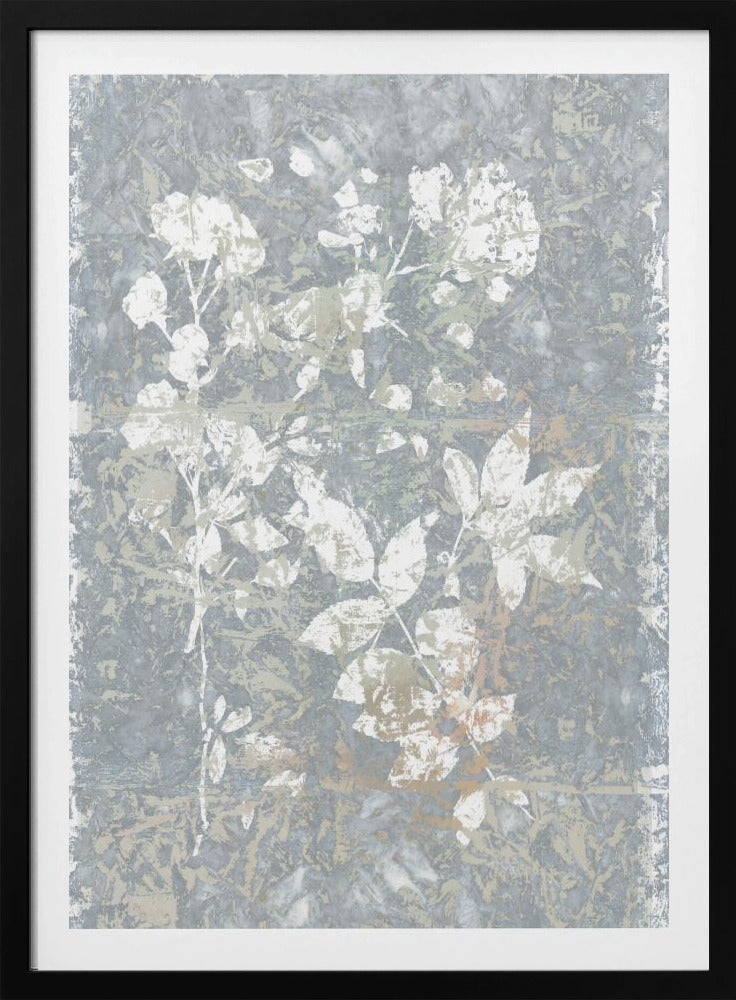 Botanisches weißes strukturiertes Blumenmuster 2 | Poster