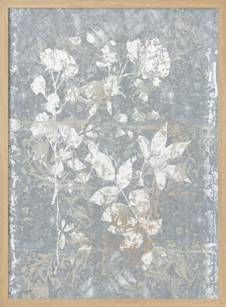 Botanisches weißes strukturiertes Blumenmuster 2 | Poster