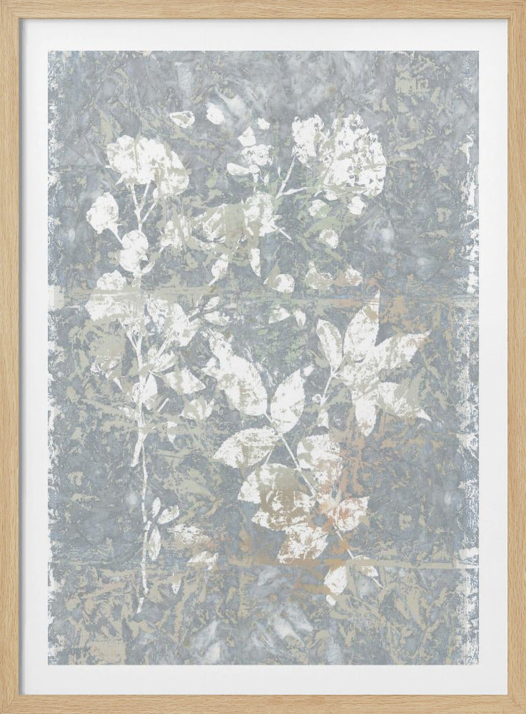 Botanisches weißes strukturiertes Blumenmuster 2 | Poster