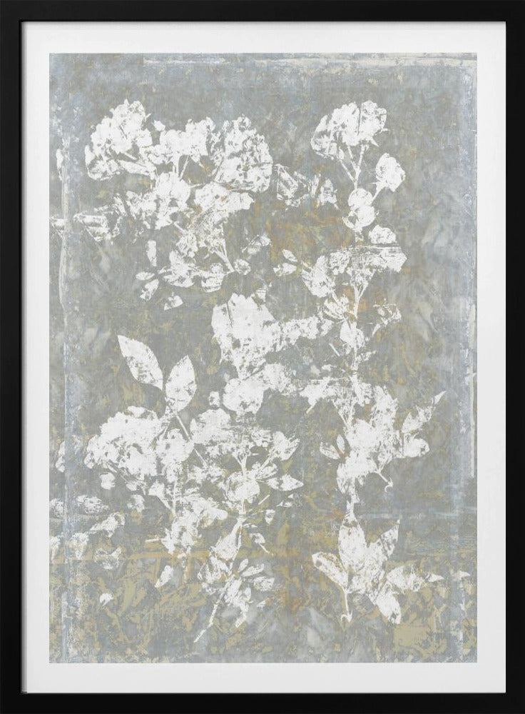 Botanisches weißes strukturiertes Blumenmuster 1 | Poster