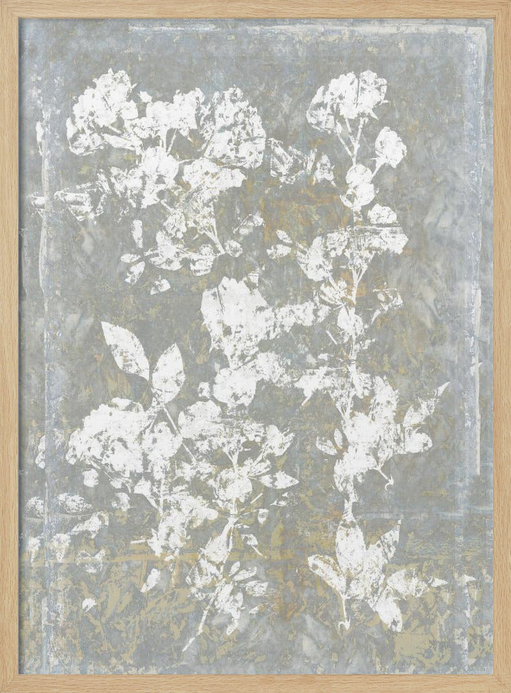 Botanisches weißes strukturiertes Blumenmuster 1 | Poster