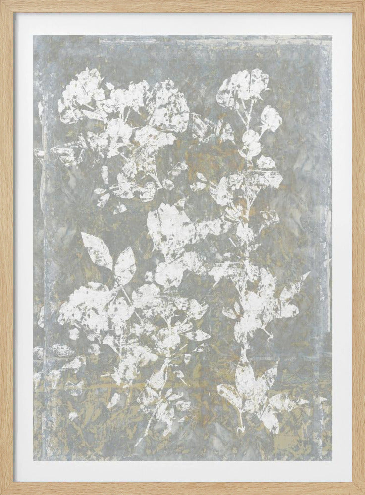 Botanisches weißes strukturiertes Blumenmuster 1 | Poster