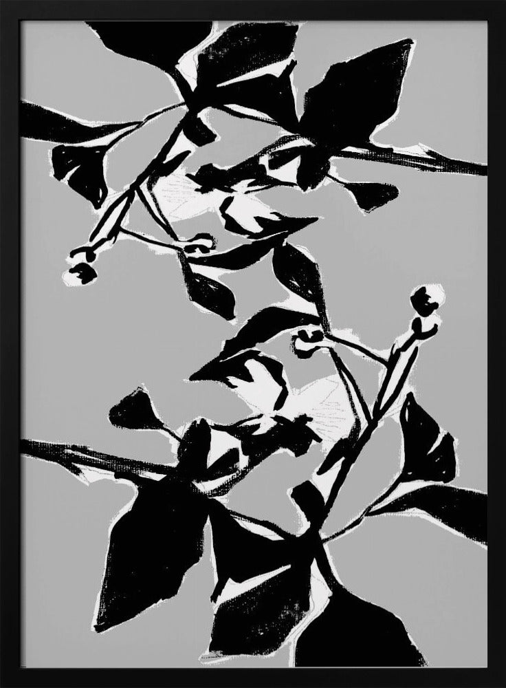 Schwarze Blumensilhouette 1 | Poster