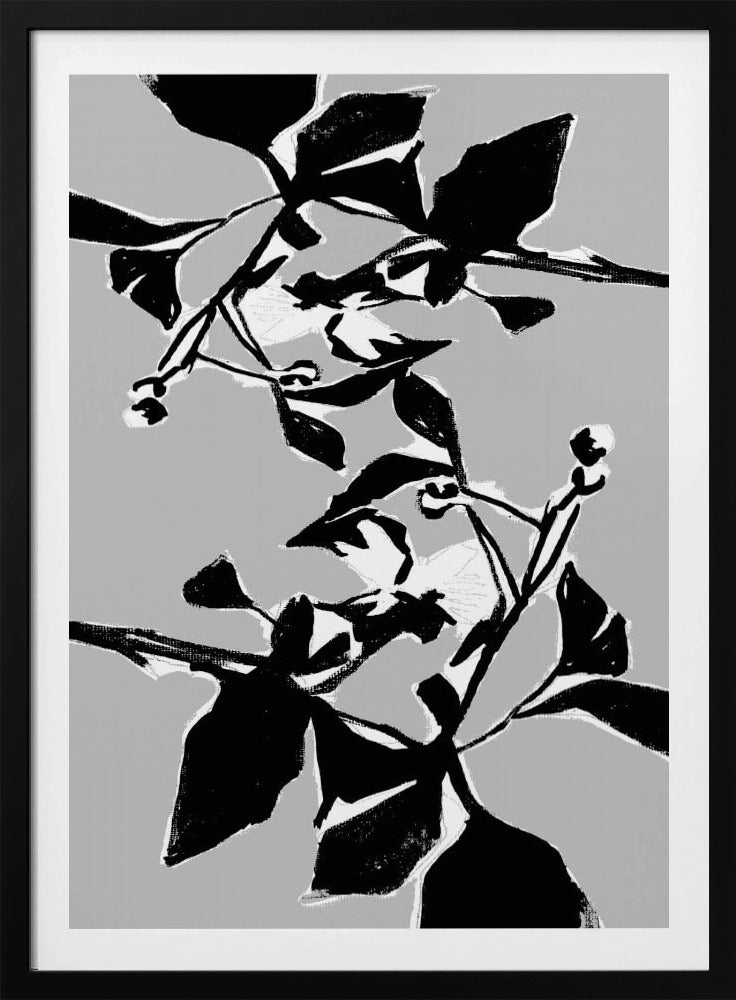 Schwarze Blumensilhouette 1 | Poster