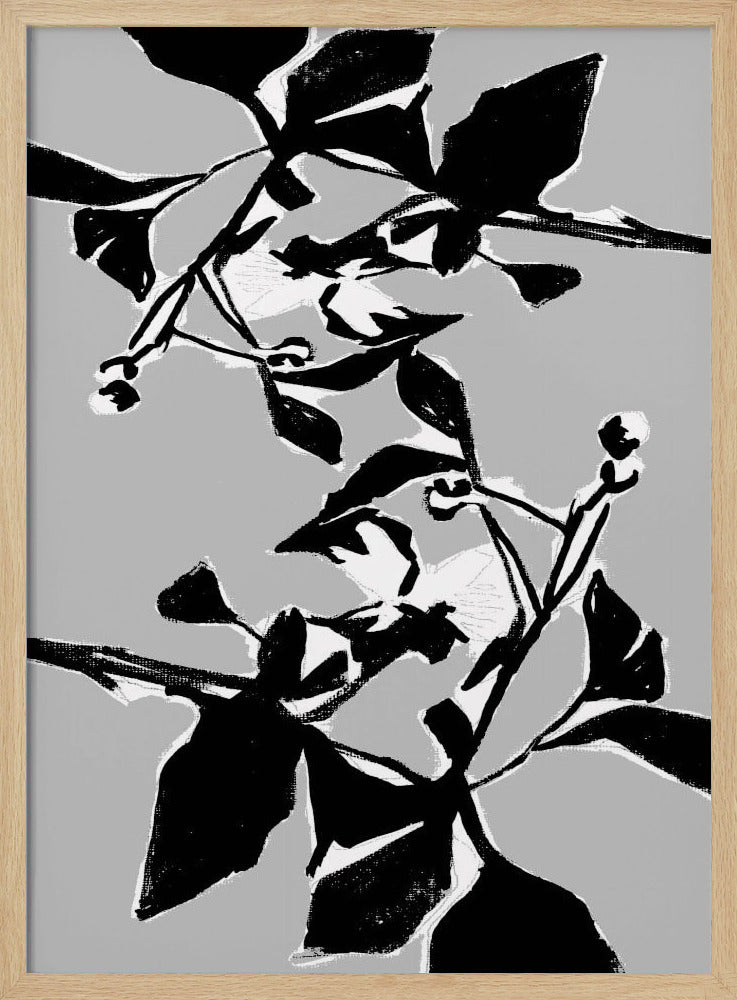 Schwarze Blumensilhouette 1 | Poster