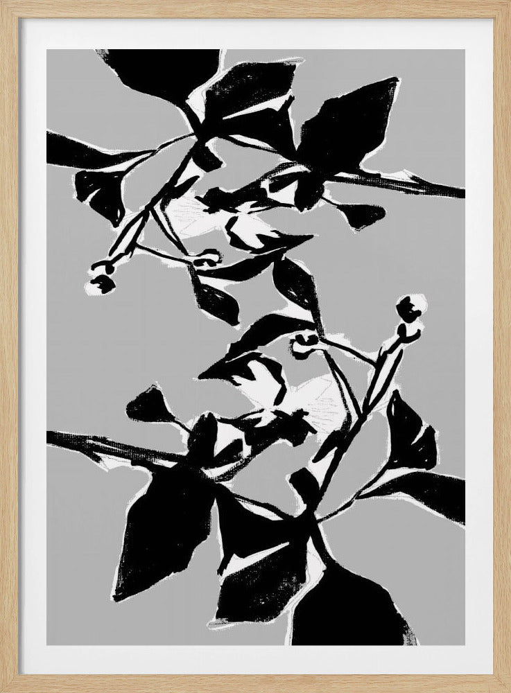 Schwarze Blumensilhouette 1 | Poster