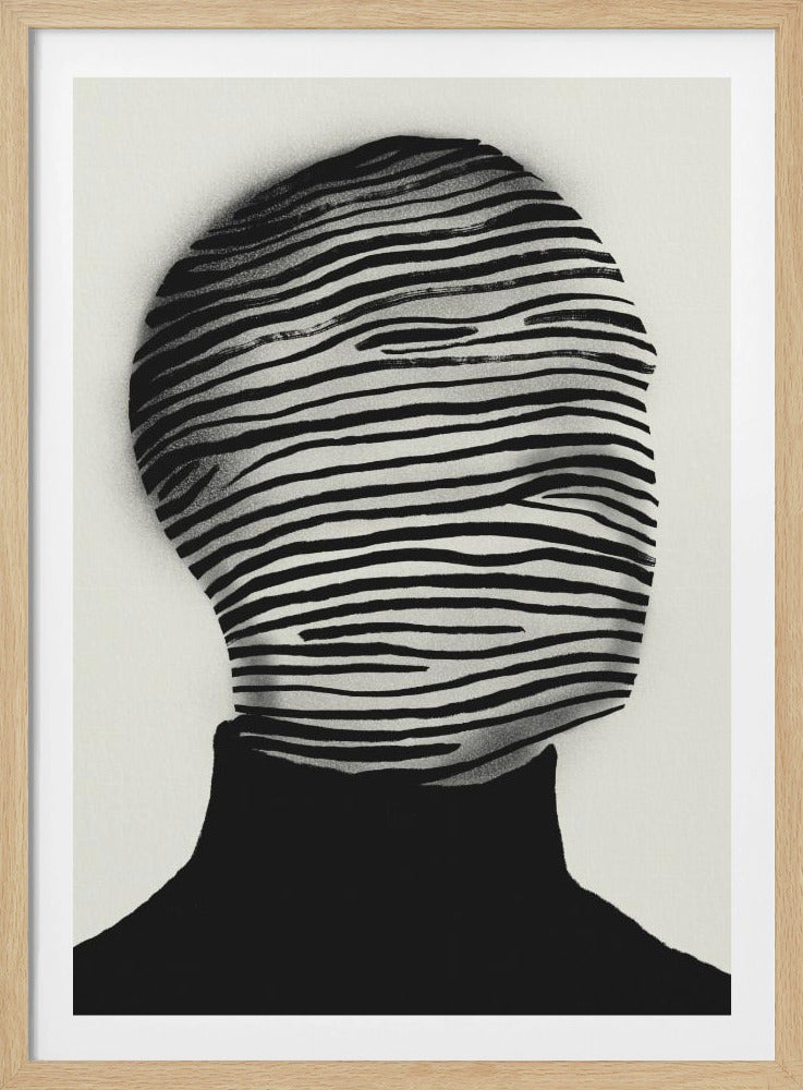 Abstrakter Kopf in schwarz-weißen Streifen gehüllt | Poster
